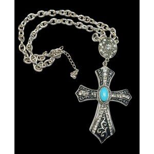 Southwestern Glam Rhinestone Cross Necklace